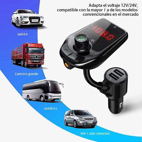 Receptor Vehículo Transmisor Bluetooth Fm De Música Mp3