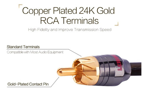 Leigesaudio Conector Divisor Adaptador Rca Y De 1 Pie, 2 A 1