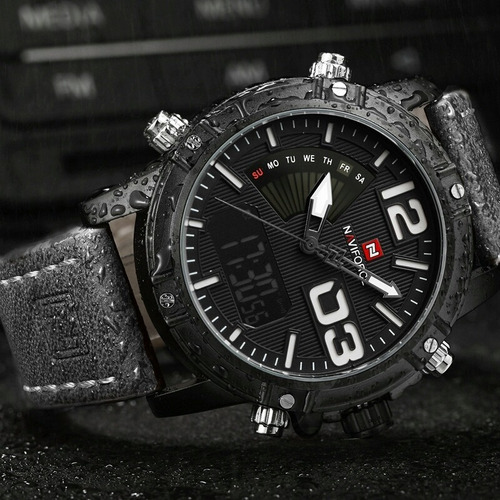 Relógio Masculino Naviforce Esportivo Militar Couro Original