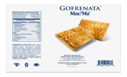 Imagen 2 de 2 de Galleta Gofrenata Macma 1 Pza 320 G