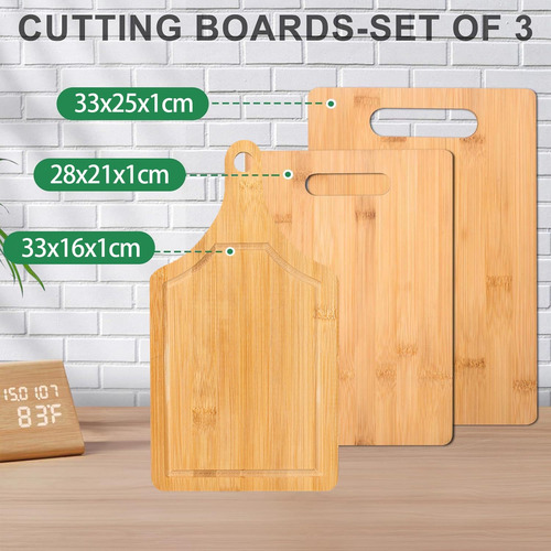 Set De 3 Tablas De Bambú Para Picar 100% Biodegradables