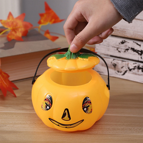 Cubo De Calabaza Portátil Led Para Halloween, Cubo De Carame