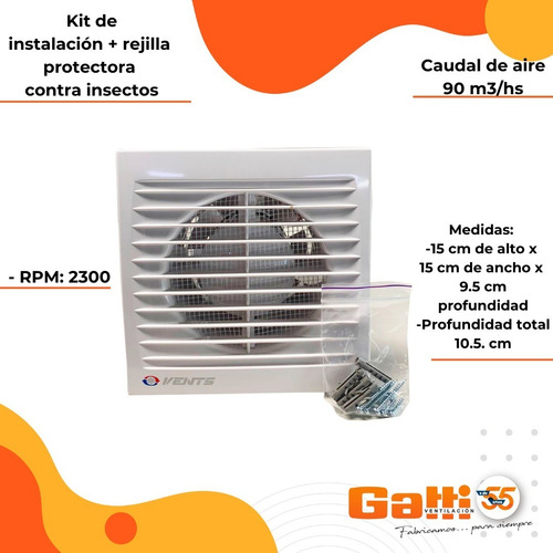 Imagen 5 de 10 de Extractor De Aire Baño 4(10 Cm) Motor Potenciado Buje Bronce