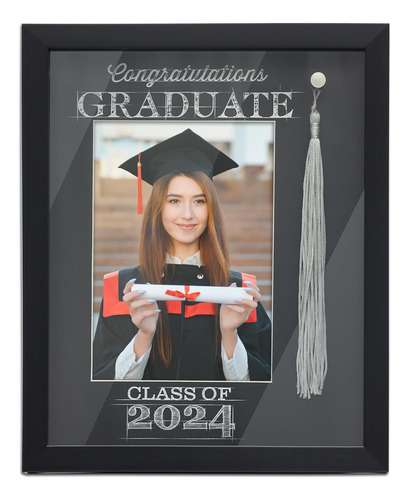 Class Of 2024 Graduation Picture Frame With Tassel Blac...