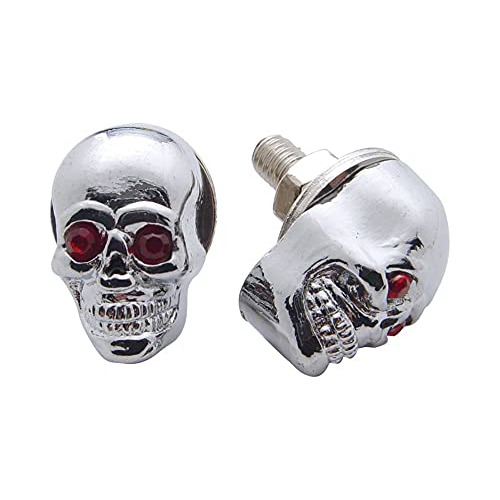 Tornillos De Placa Con Calaveras Cromadas (set De 2)