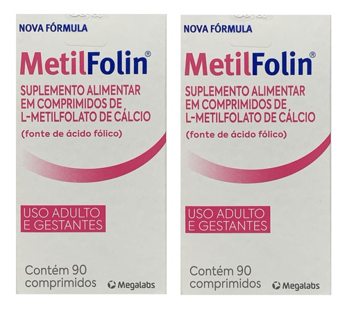 Kit 2 Caixas Suplemento Alimentar Metilfolin 90 Comprimidos