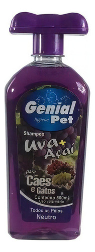 Shampoo Genial Pet Uva+açaí P/ Cães E Gatos 500ml Neutro