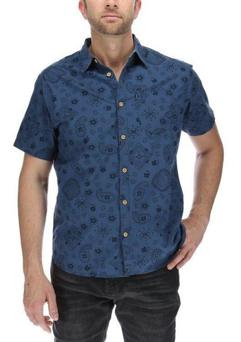 Camisa Mc Hombre Bandana S/s Shirt Azul Cat