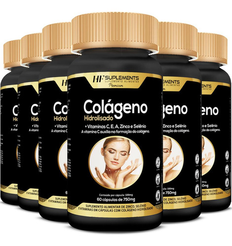 6x Colageno Hidratação Para A Pele Com Vitamina C E A Zinco