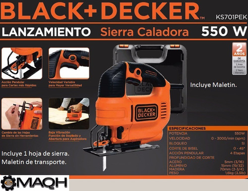 Sierra Caladora Black+decker 550 Maleta Ks701pek Zona Norte