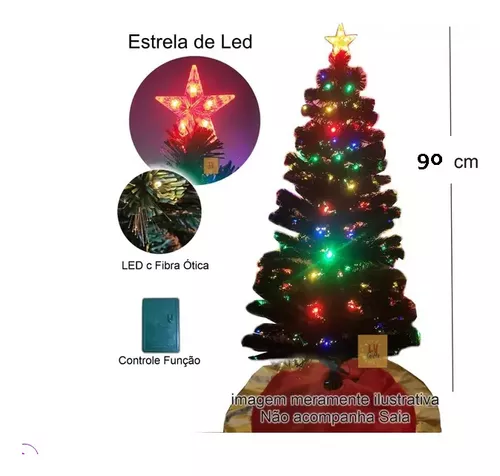 Árvore de Natal 1,80 Mts. com Fibra Ótica - 220 Galhos e Leds Coloridos  Arvores de Natal