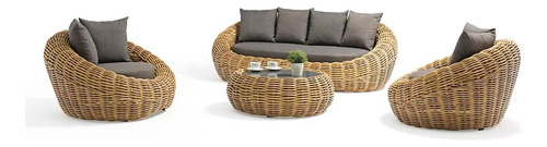 Juego De Jardin Sillones + Mesa Living Exterior Ratan Lcm