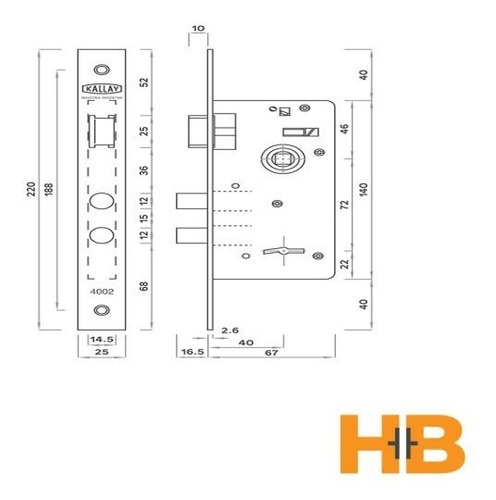 Imagen 3 de 6 de Cerradura Exterior Kallay 4002