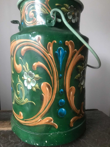 Imagen 3 de 10 de Tarro Lechero Pint Mano C/filete Porteño L. Zorz. Deco Único