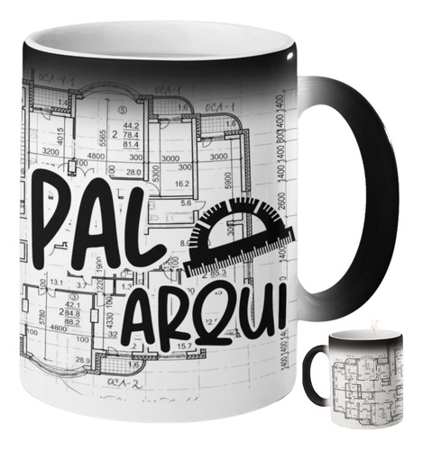 Taza Mágica Arquitecto+cuchara Pala Personalizada Plano Blanco Arquitecto