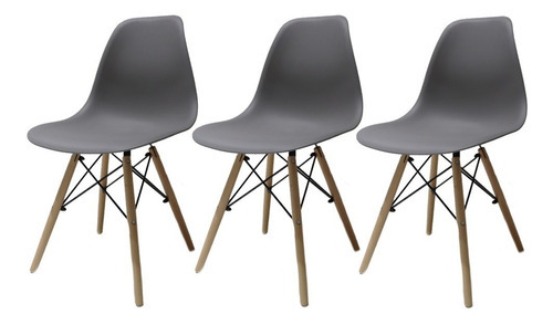 Kit 3 Cadeiras Mesa Sala Jantar Charles Eiffel Eames Wood Cor Da Estrutura Da Cadeira Fendi