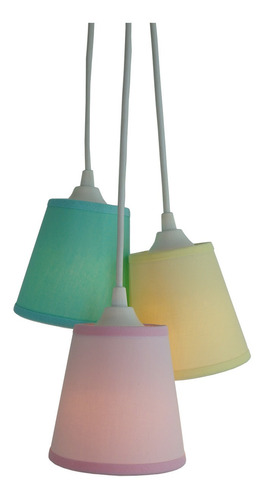 Lustre Pendente Bebê Cacho Candy Amarelo, Rosa E Verde