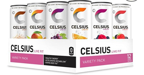 Celsius Fitness - Bebida Energética, 12 Latas, 10 Sabo 355ml