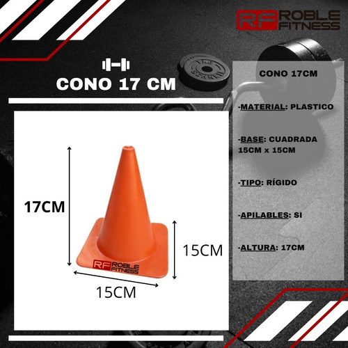 Imagen 2 de 9 de Pack 10 Conos 17cm Rigidos Base Cuadrada Futbol Coordinacion