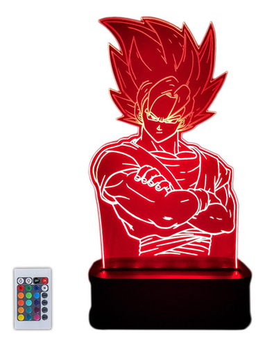Lámpara Acrilico Led Rgb Multicolor Goku Dragon Ball Dbz