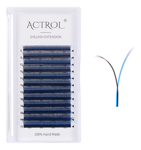 Actrol Yy - Extensiones De Pestanas Color Azul Oscuro, Rizo