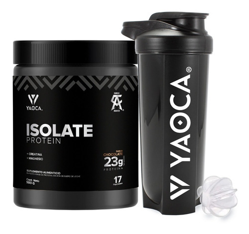 Suplemento En Polvo Yaoca Isolate Whey Protein 500g + Shaker Sabor Chocolate