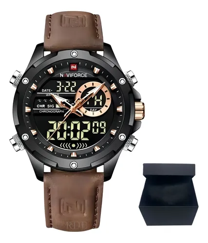 comprar Reloj deportivo Naviforce Nf9208 Social Chronometer con correa de lujo, color marrón