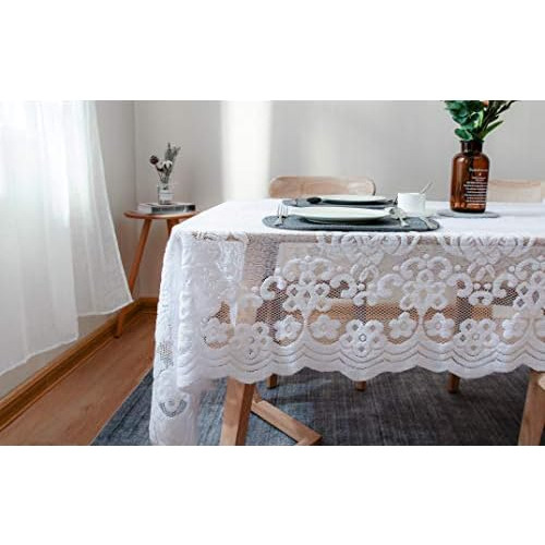 Mantel De Encaje Blanco Rectangular Mesa | Decoración ...