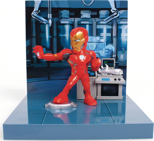 Figura Marvel Avengers Iron Man Con Escenario Superama