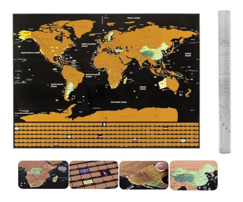 Mapa Mundo Para Rascar Con Banderas Scratch Map Con Tubo