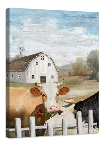 Barn Farmhouse Cow Picture Decor Wall Art Love Farm Cow...