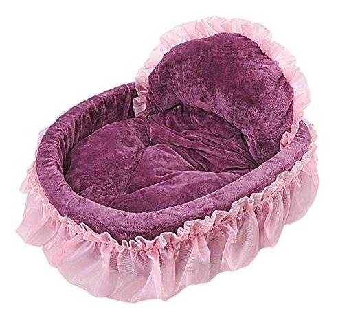 Wysbaoshu Cute Princess Pet Bed Bow-tie Lace Cat Dog Bed (s,