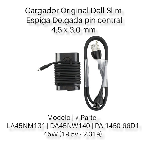 Cargador Original Nuevo Para Laptop Dell Punta Delgada 45w