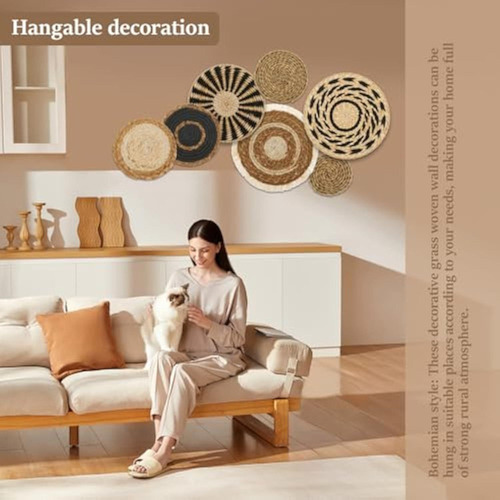 7pcs/set Redondas Bohemias Tejidas Para Pared Decoración