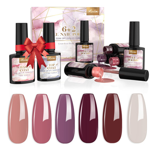 Kredioo Juego De 8 Esmaltes De Unas De Gel De Color Morado,