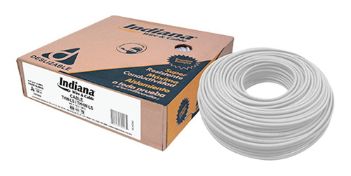 Caja 100 Mts Cable Blanco Thw Cal 10 Awg Indiana 100%cobre