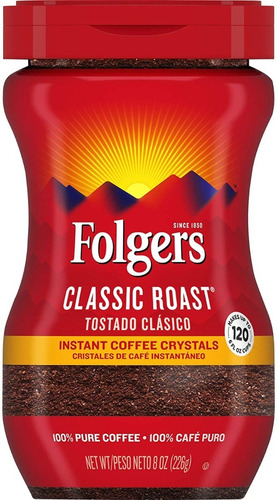 Cafe Folgers Classic Roast  Instantaneo 226 Gr