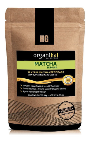 Té Verde Matcha En Polvo Organikal 50g Relaja Cuerpo Y Mente