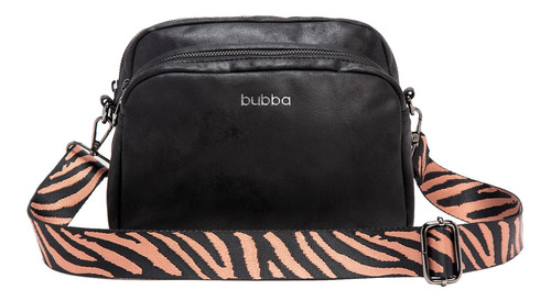 Cartera bandolera Bubba Bags Calgary diseño liso de cuero sintético  zebra con correa de hombro  rosa y negra y herrajes metálico