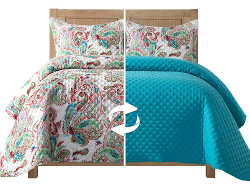 Juego De Colcha Reversible De 3 Piezas Individual Xl Lujo