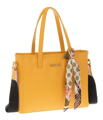 Bolsa Jennyfer Nylon Crossbody Ligera Bolso Dama Mujer 9542 Acabado de los herrajes Brillante Color Amarillo Color de la correa de hombro Negro