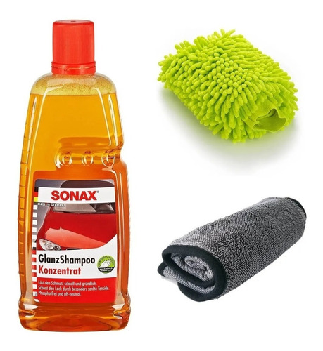 Kit Lavado Auto Shampoo Sonax + Manopla + Microfibra