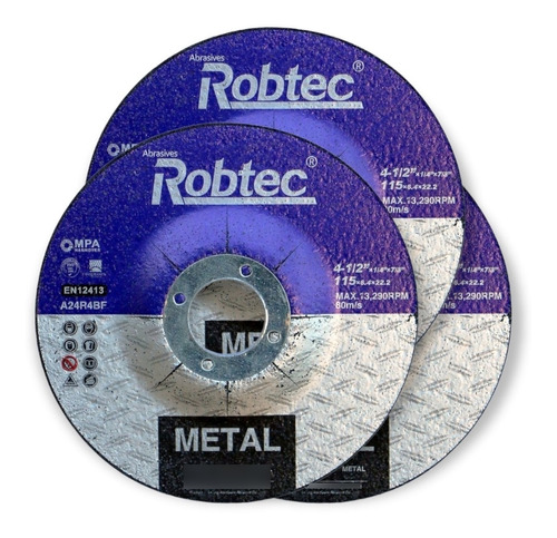 Disco Esmerilar (pack De 3) Metal Robtec 4.1/2 X1/4 X7/8  