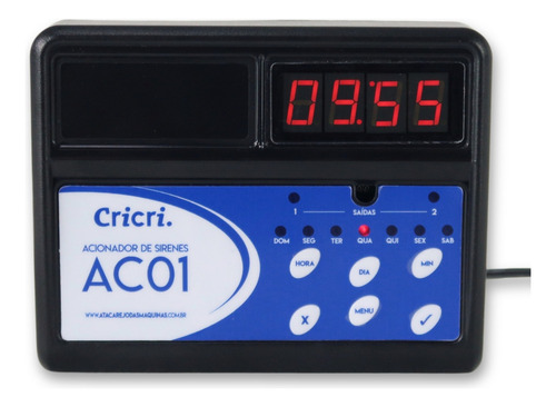 Sirene Escolar Com Acionador Automático Cricri 290 Programações Bivolt Com 4 Sirenes - Sinal De Escola Relógio Escolar Acionador De Sirene Programável