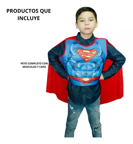 Envolver Oscurecer Instituto Disfraz Superman Musculos 3d Peto Con Capa Fantasy Ruz Unitalla Infantil  Niño