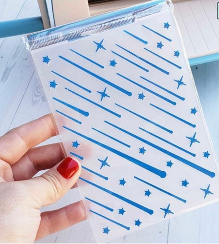 Carpeta Embossing Repujado Scrapbooking Textura Estrellas