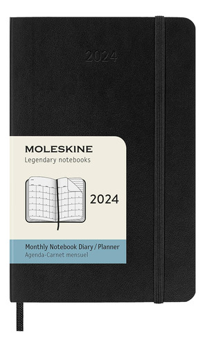 Agenda Mensual Moleskine 12m 2024 Tapa Blanda Negra-p