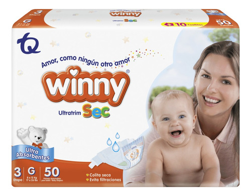 Pañal Winny Sec Etapa 3 Pqtex - Unidad  Género Sin género Tamaño Grande (G)