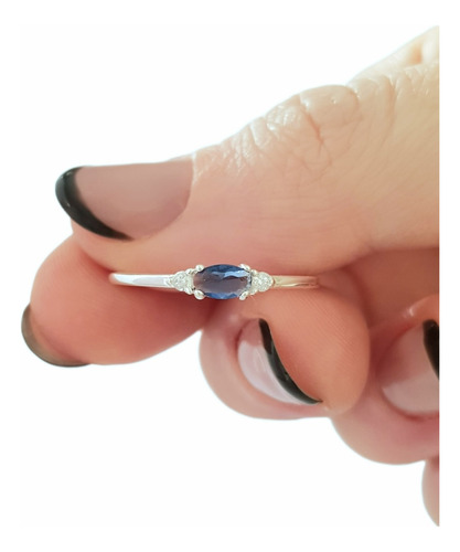 Anillo Ocean Cubic Facetado Azul Plata 925