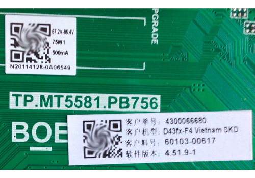 Kit Vizio 60103-00617 Tp.mt5581.pb756 60106-00486 D43fx-f4 (Usado)